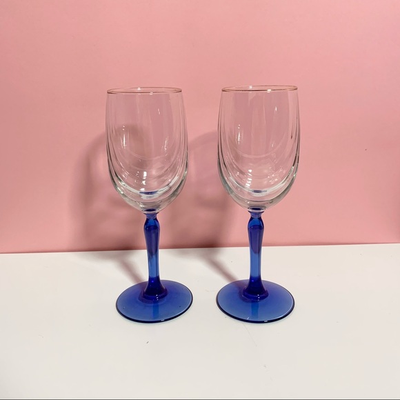 Vintage blue stem wine glasses